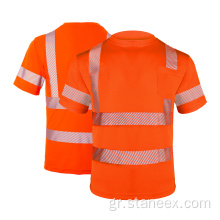 Υψηλή ορατότητα υγρασίας Wicking Short Sleeve Safety Shirt